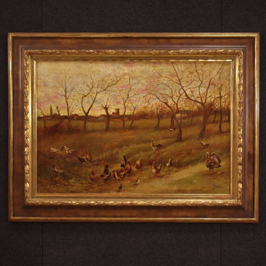 Paysage bucolique peinture italienne du 20e siècle