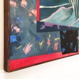 Richard Frank 'Palm's Parade' Painting, Oil On Canvas 1980s Miami Palm Tree Postmodern Art