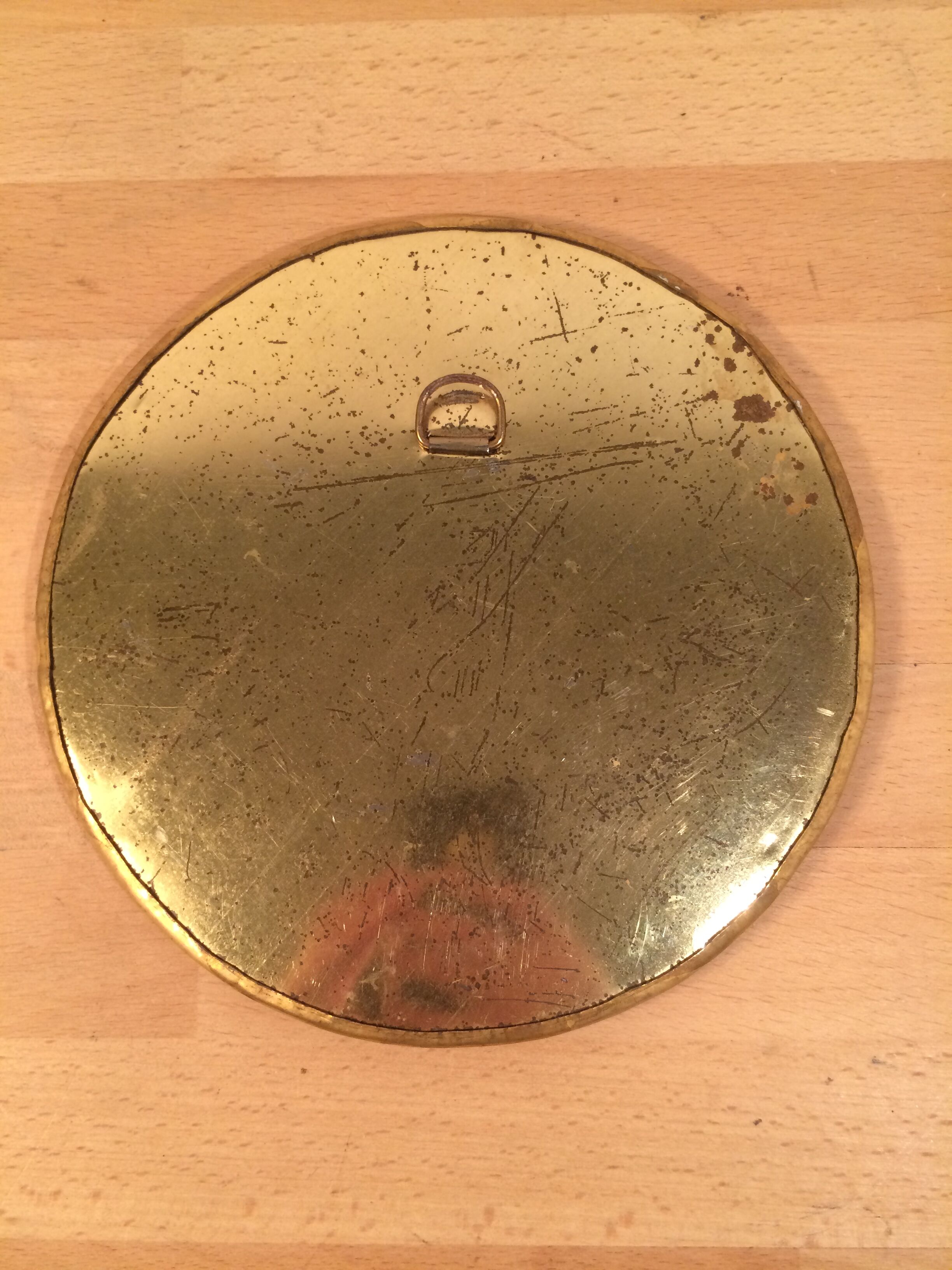 Round mirror strapping brass gilded vintage