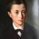 Portrait à l’huile d’un jeune homme fin XIX siècle debut XX siècle