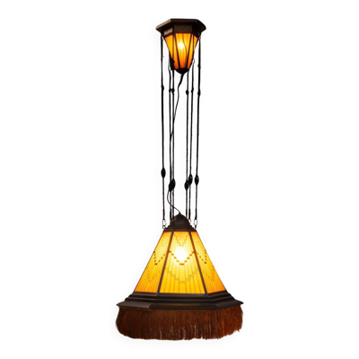 Suspension Art Déco en verre peint de l'École d'Amsterdam, Pays-Bas, années 1930