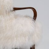 Pair of Art Deco Armchairs in Mongolian Sheepskin, 1950s