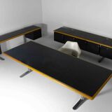 Warren Platner Large Leather Desk by Knoll International, 1973