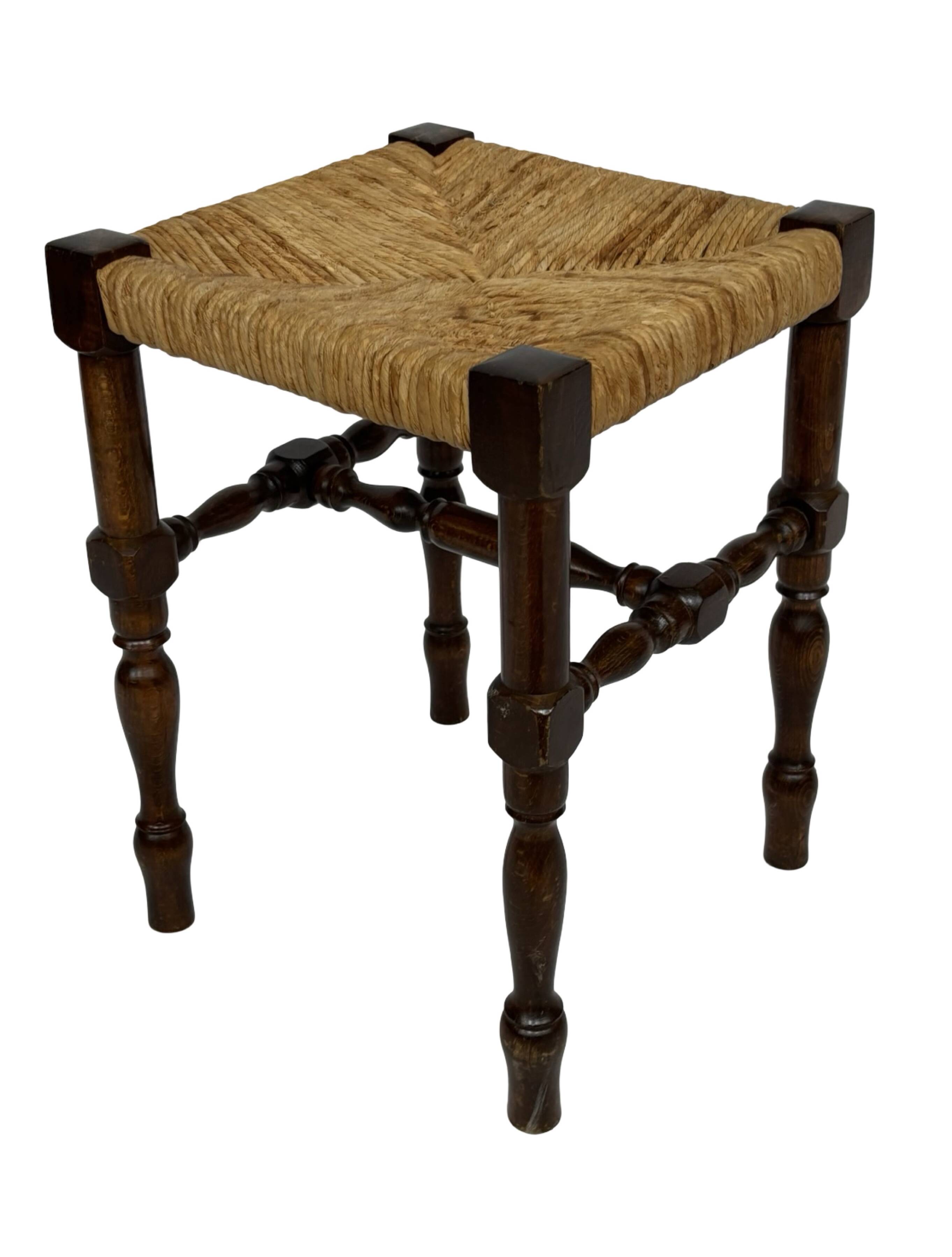 Vintage stool side table design brutalist design 60's oak