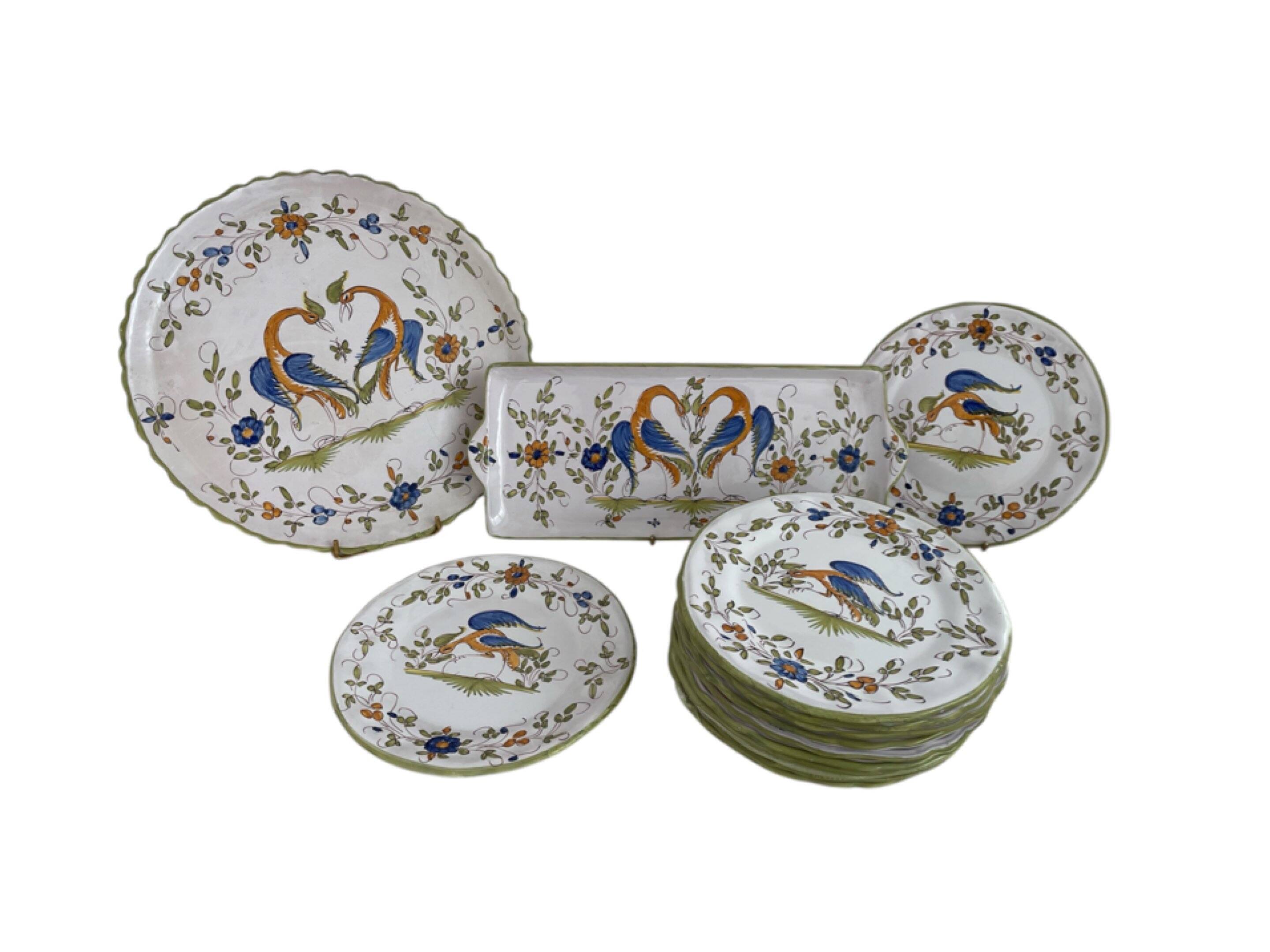 Dessert service, earthenware, Martres-Tolosane, signed Matet France