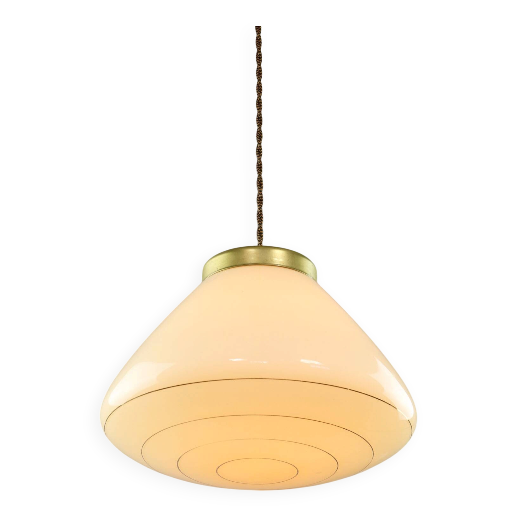 Mid-Century Modern Italian Yellow Glass and Brass Pendant Lamp, 1960s
