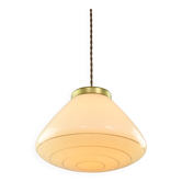 Mid-Century Modern Italian Yellow Glass and Brass Pendant Lamp, 1960s