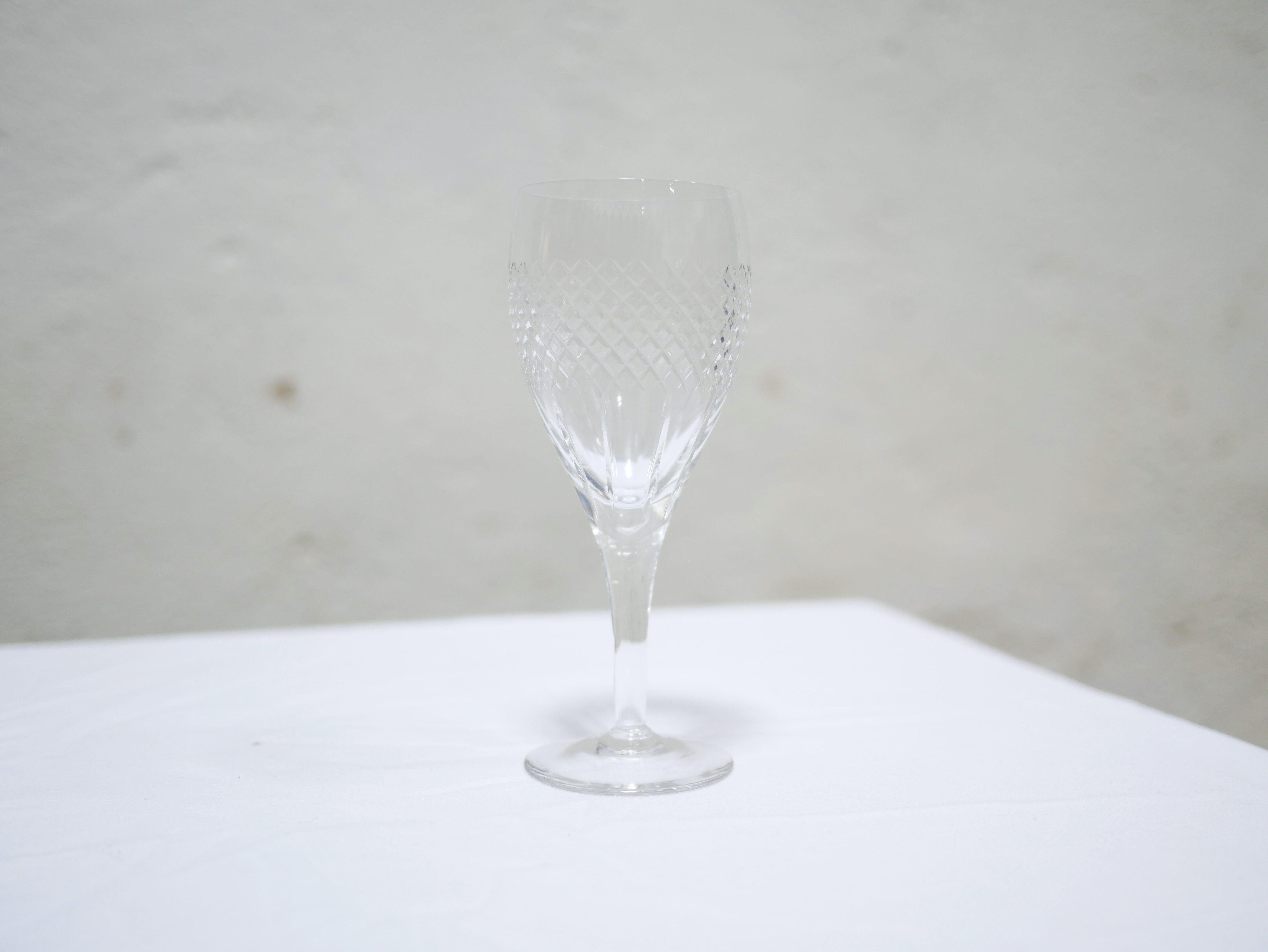 Series of 12 vintage red crystal wine glasses