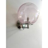 Set of Two Contemporary Pink "Pulegoso" Murano Glass Wall Sconces