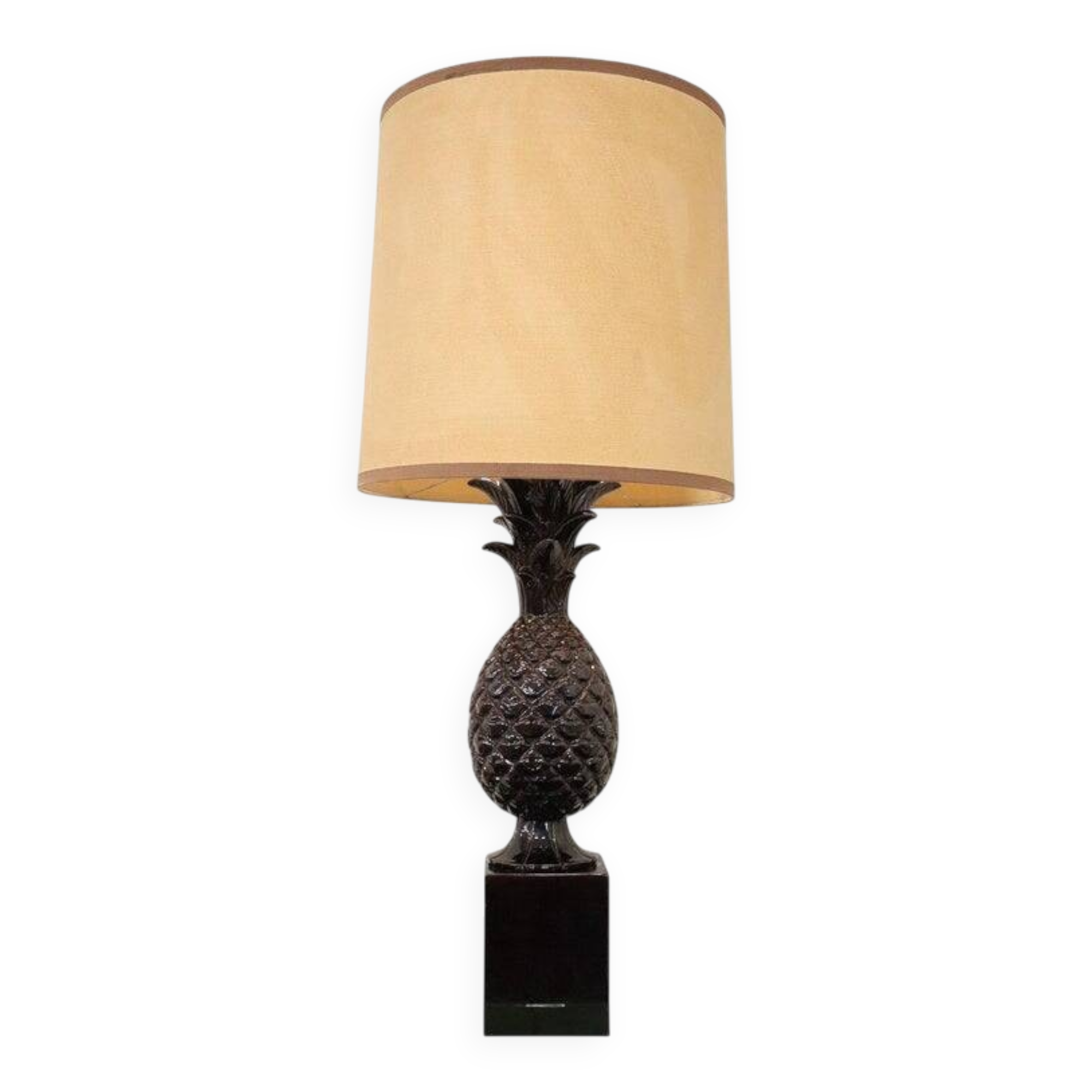 Vintage Brown Ceramic Pineapple Desk Lamp, 1970s