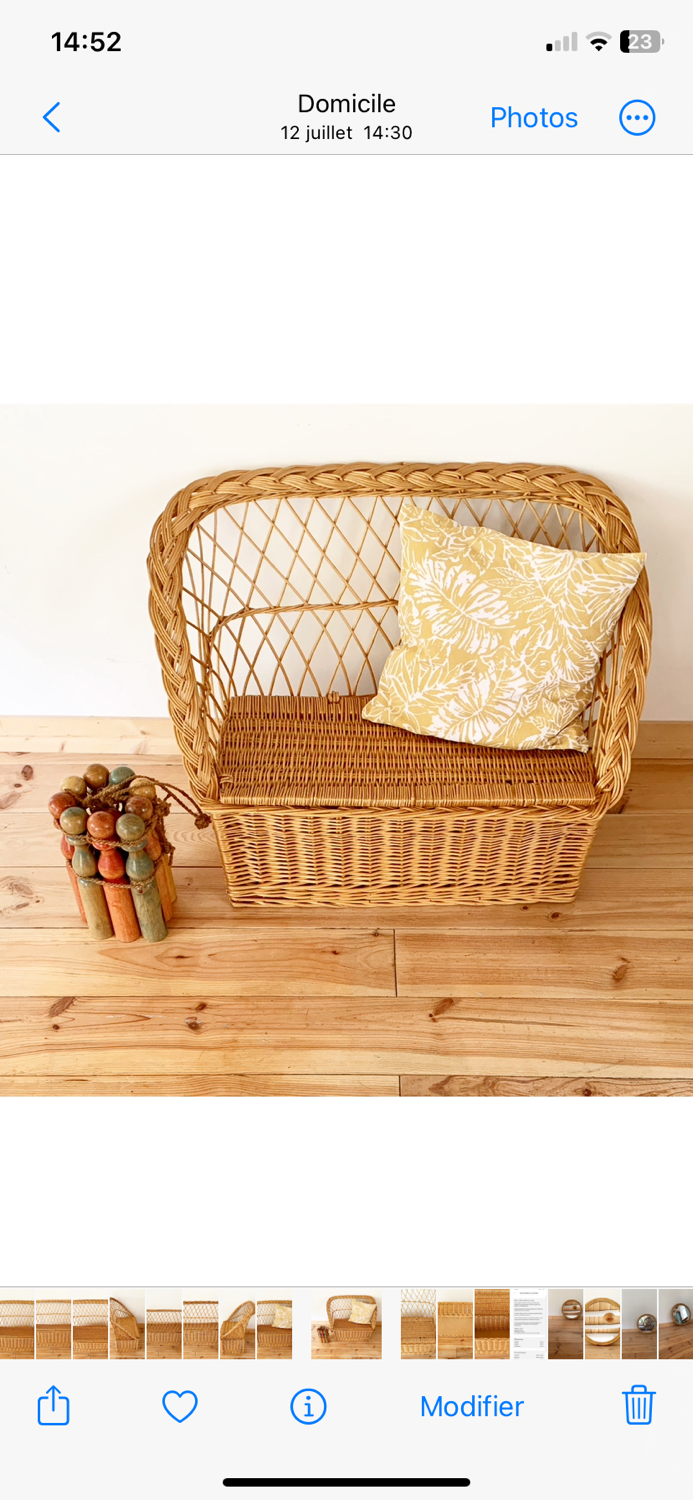 Vintage wicker chest bench