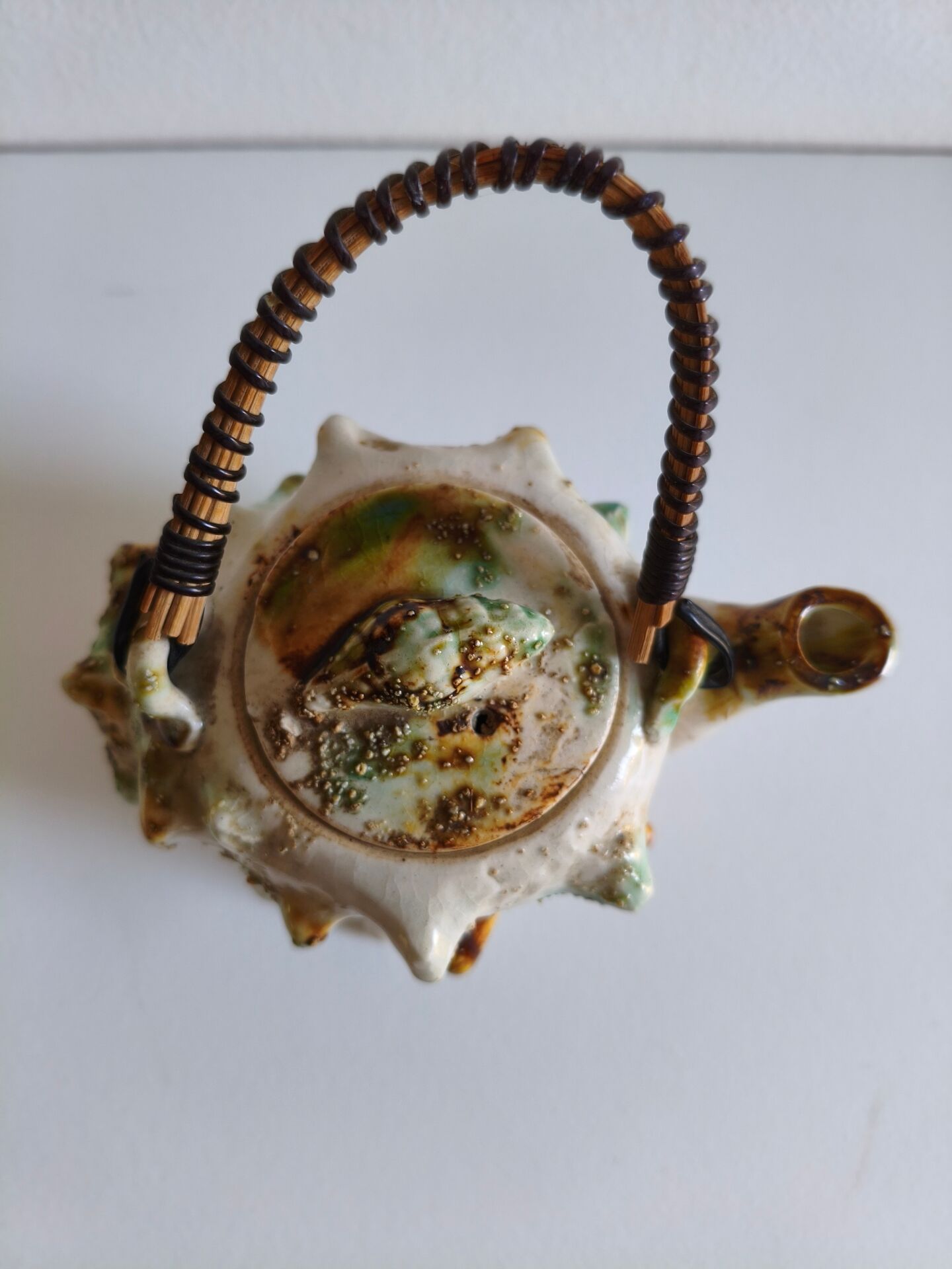 Wabi-sabi teapot in glazed ceramic