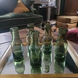 Lot of 5 vintage green bubble glass bottles (1950-1970)