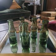 Lot of 5 vintage green bubble glass bottles (1950-1970)