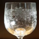 6 Bohemian Crystal Etched Wine Glasses
