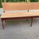 Grand banc d'école vintage 170 cm de 3/4 places en bois brut poncé métal 19