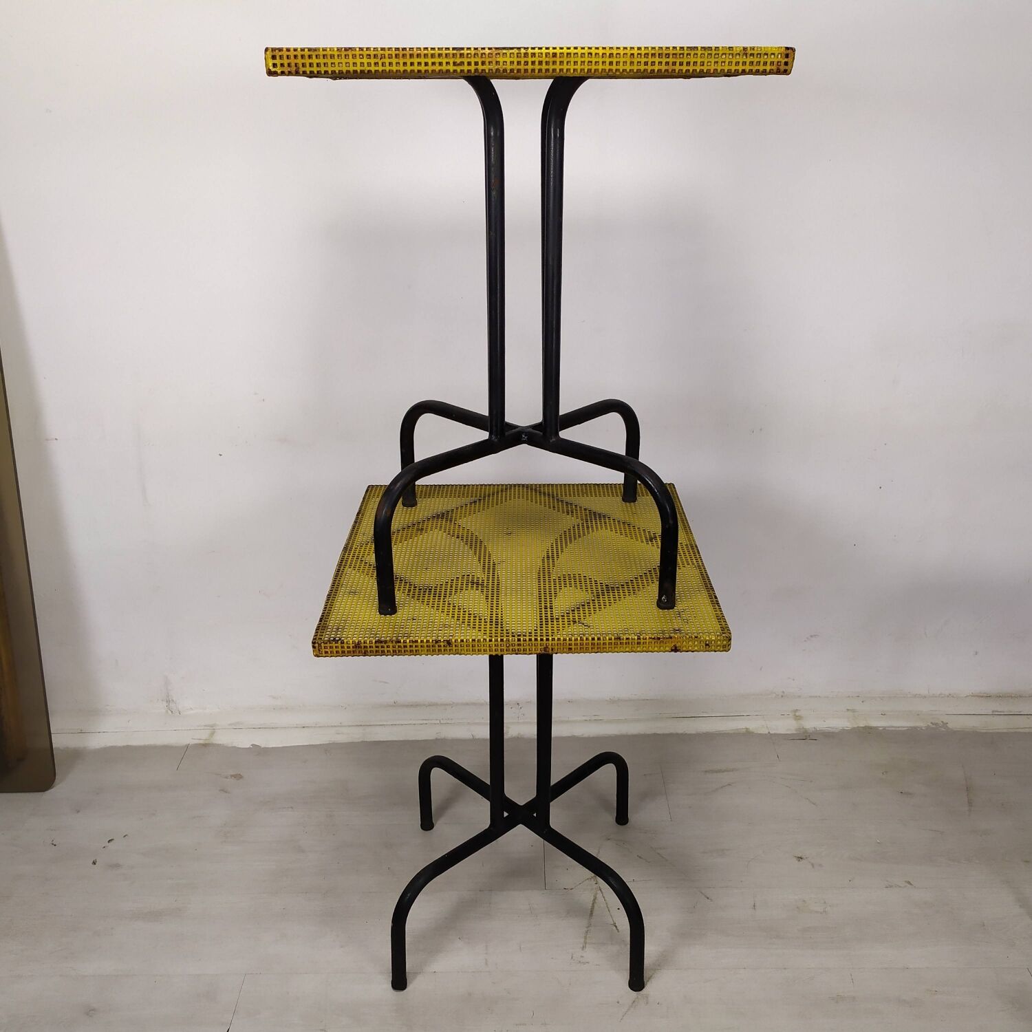 Vintage perforated metal bistro table