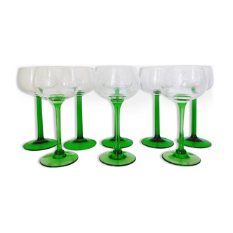 Set of 8 Glasses of La Rochère Crystal Wine and Glass