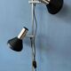 Mid-century black vintage floor lamp with two aluminium spots.