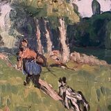 Tableau HST "La Ballade" par Marcel GAULT (1899-1989) peintre Franc-Comtois