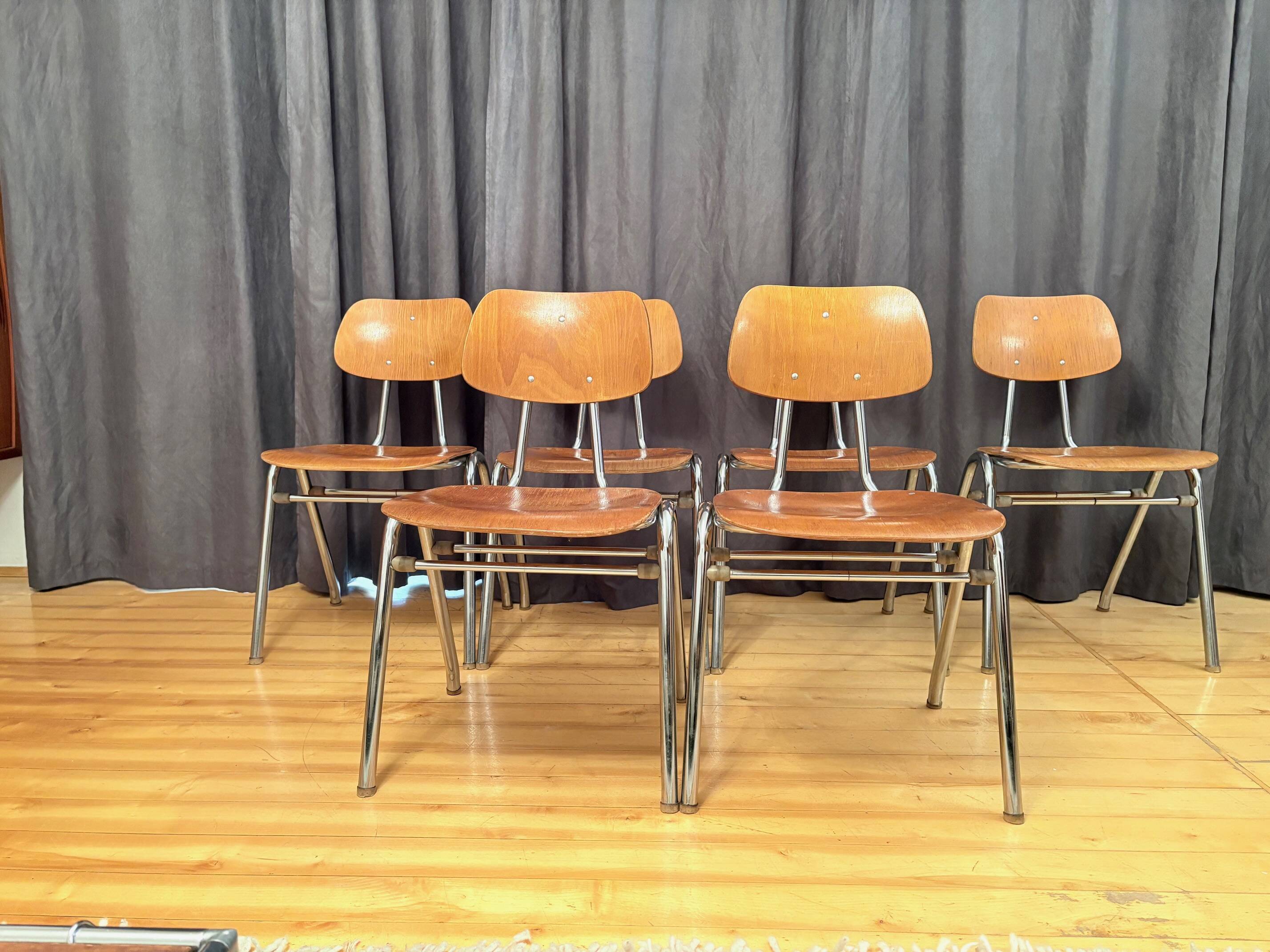 Set of six KN-38 chairs designed by Karl Nothhelfer for VS Möbel, Germany,