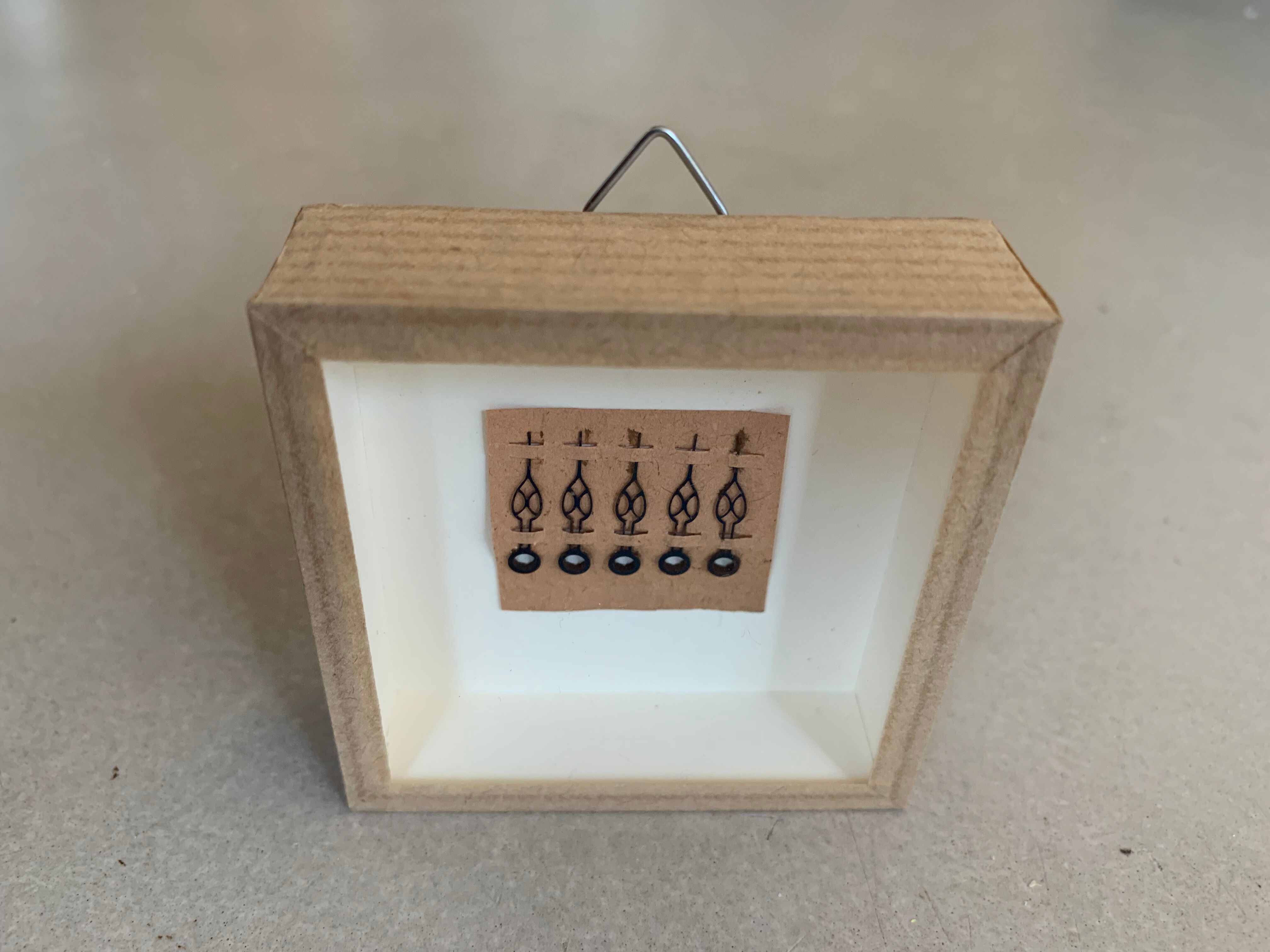 Miniature frame, antique pocket watch hands