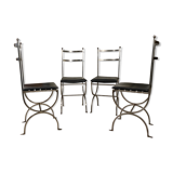 Set of 4 steel chairs with removable black seats