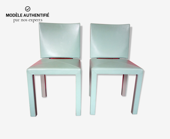 Pair Of Arcara Chairs By Paolo Piva, Pale Blue Leather Chair