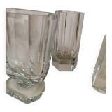 Art Deco three-piece crystal set by Elis Bergh, Kosta, Sweden, 1930s.