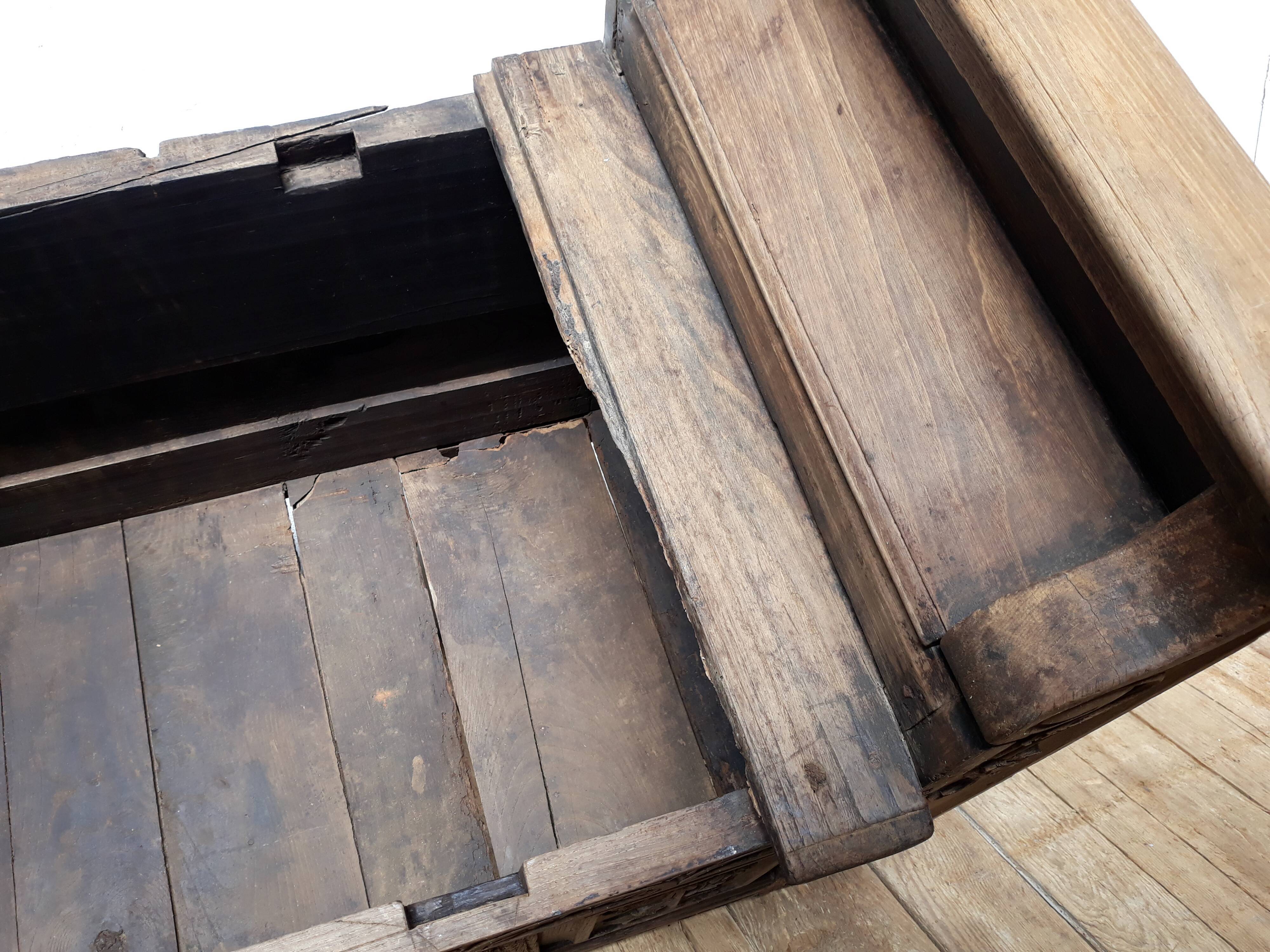 Church bench wooden chest 18th