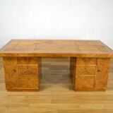 Art Deco Double-Sided Burr Walnut Desk 1950