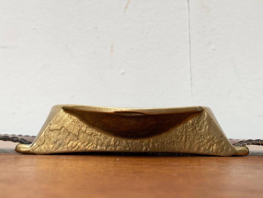 Mid-Century Bronze and Leather Armrest Bowl or Ashtray, 1960s
