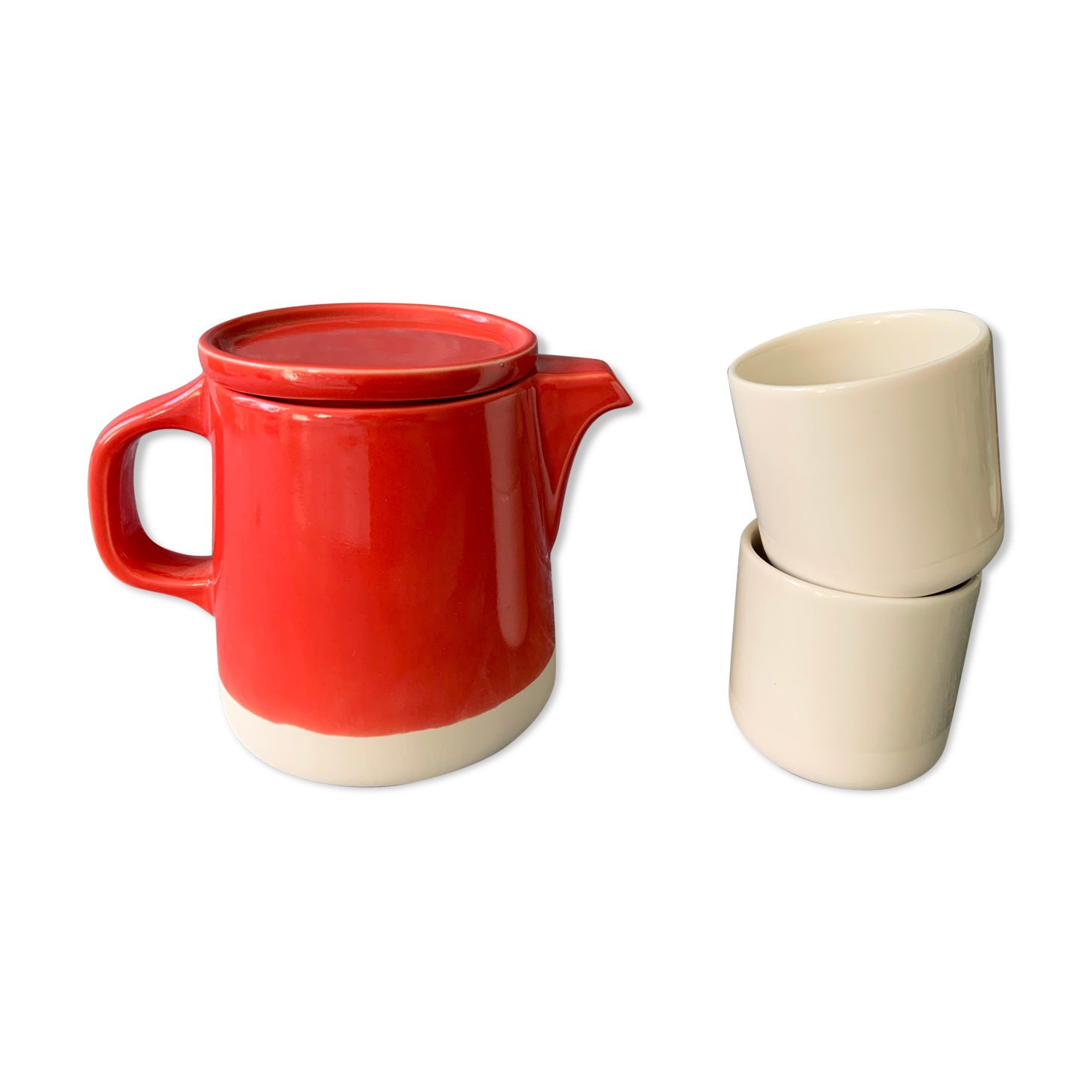 Teapot and cups Jars canteen craie - red