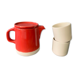 Teapot and cups Jars canteen craie - red