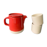 Théière et gobelets Jars cantine craie & rouge