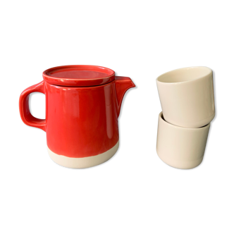 Teapot and cups Jars canteen craie - red
