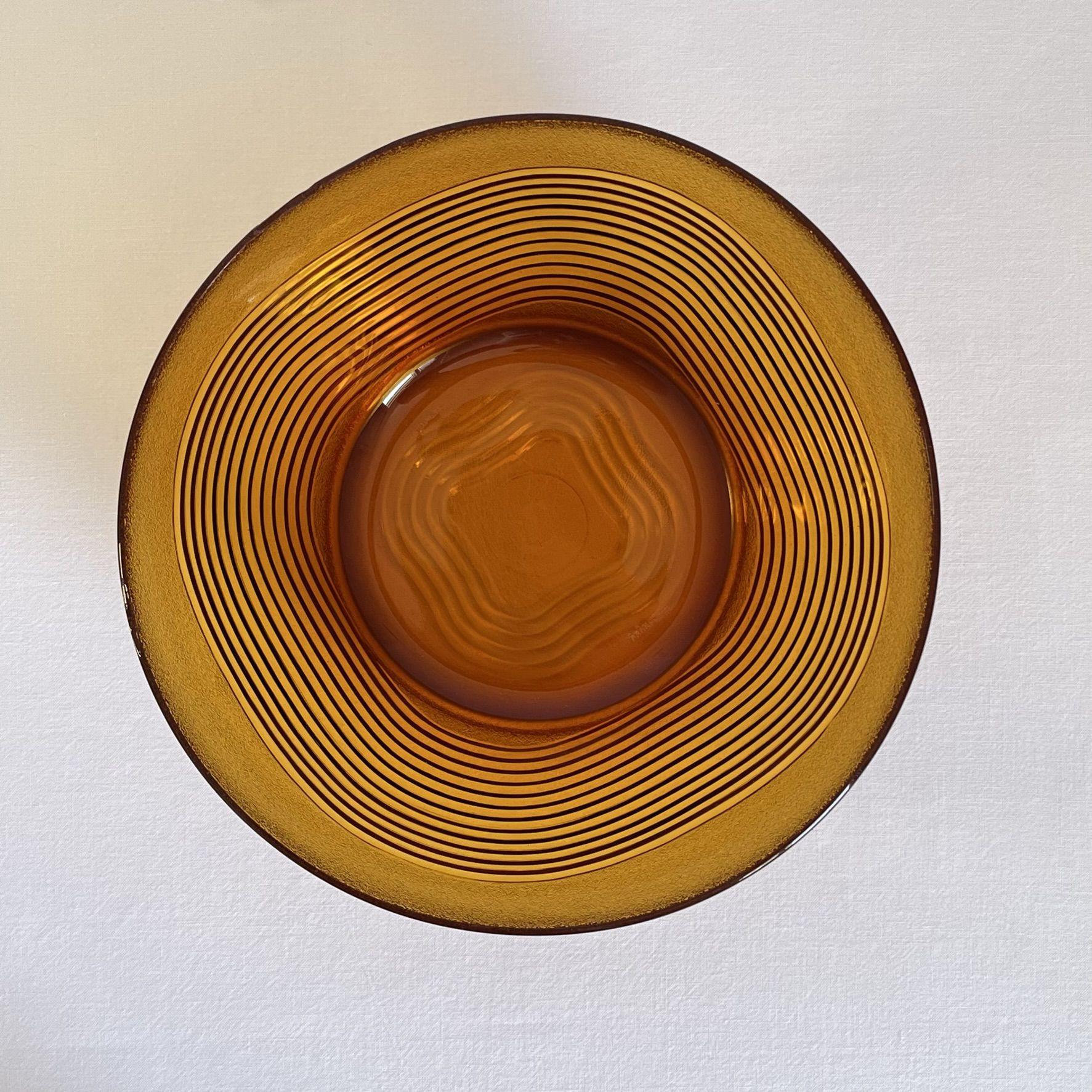 Amber glass salad bowl Duralex France vintage