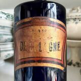 Flacon d'apothicaire eau de cologne en verre bleu