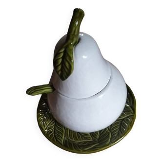 Vintage pear barbotine sugar bowl
