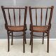 Pair chairs bistrot Thonet pyrograved design 1900 Art Nouveau
