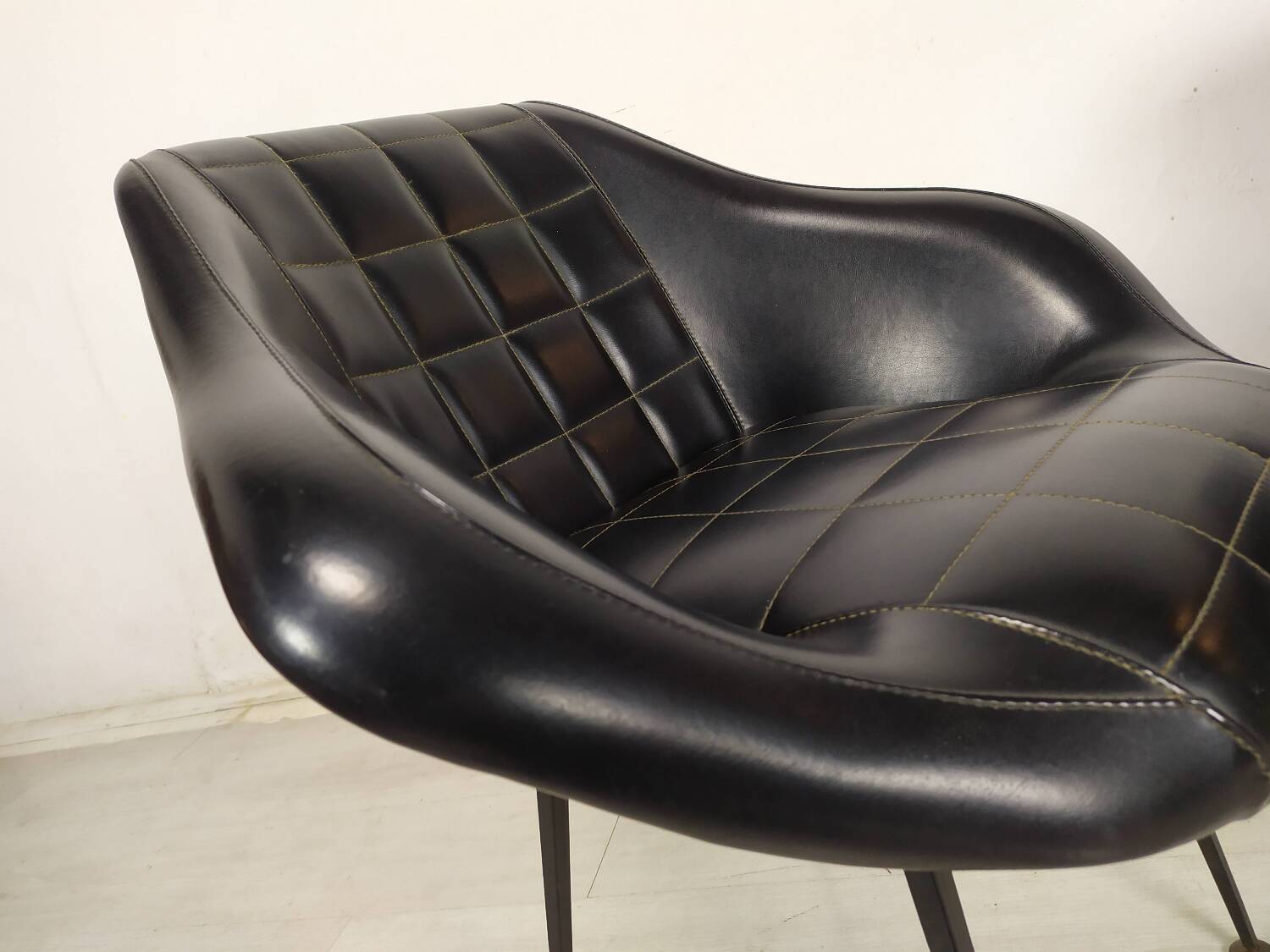 Vintage black skai armchairs