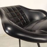 Vintage black skai armchairs