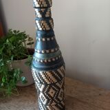 Bottle vase sheathing braided basketry and leather Ethnic Crafts