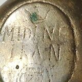 Ashtray/empty pocket devil's satyric head/diablotin, in bronze with golden patina. signed medina iran