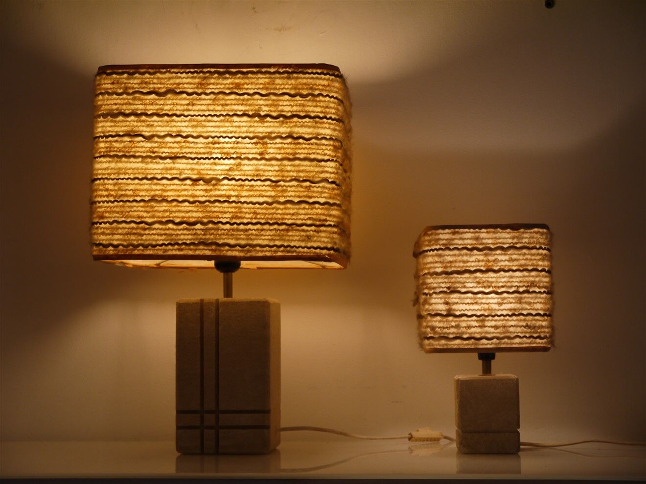 Pair of vintage stone lamps 1970