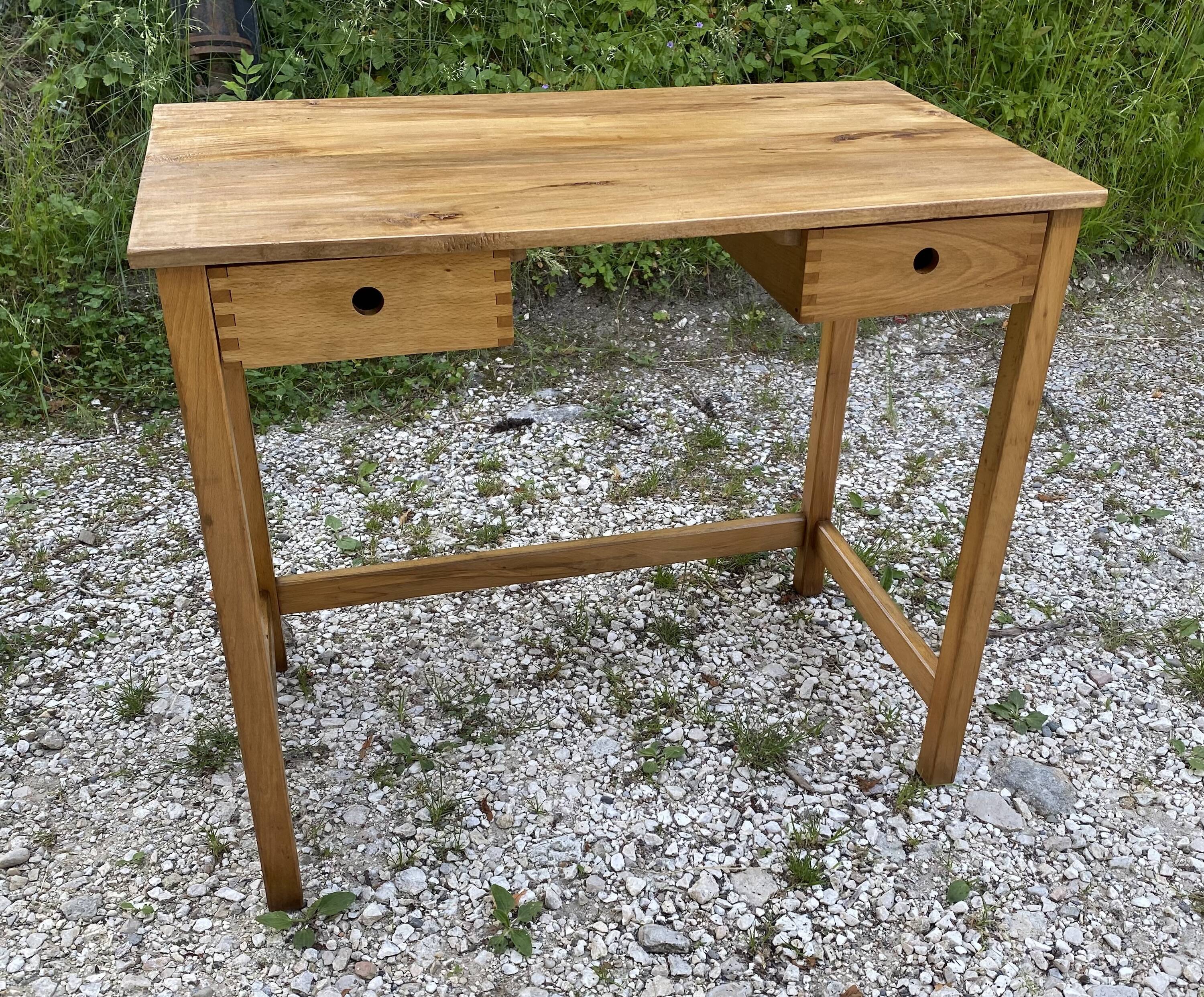 Vintage 1970s modernist desk with 2 drawers