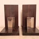 Art Deco pair of bookends in Macassar ebony.
