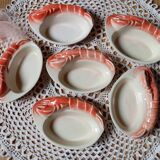 6 ramekins/cassolettes lobster slush culinary ceramics, by Charles Amand, 1960/70
