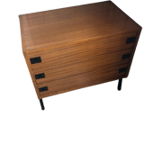 Commode 3 tiroirs teck René Jean Caillette