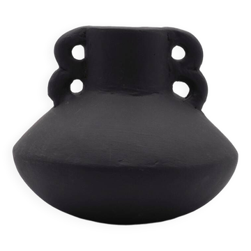 Terracotta vase with black handles